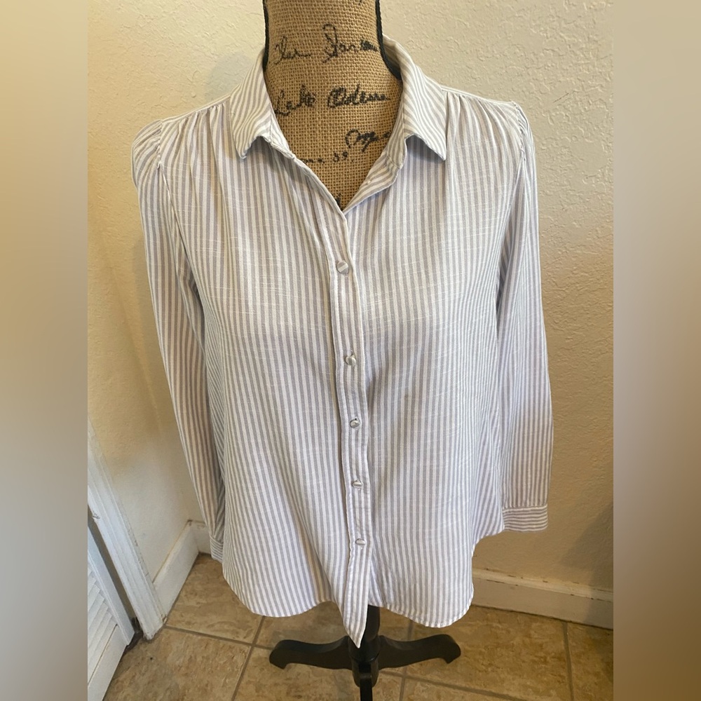 LC Conrad Striped Button-Up Blouse size M